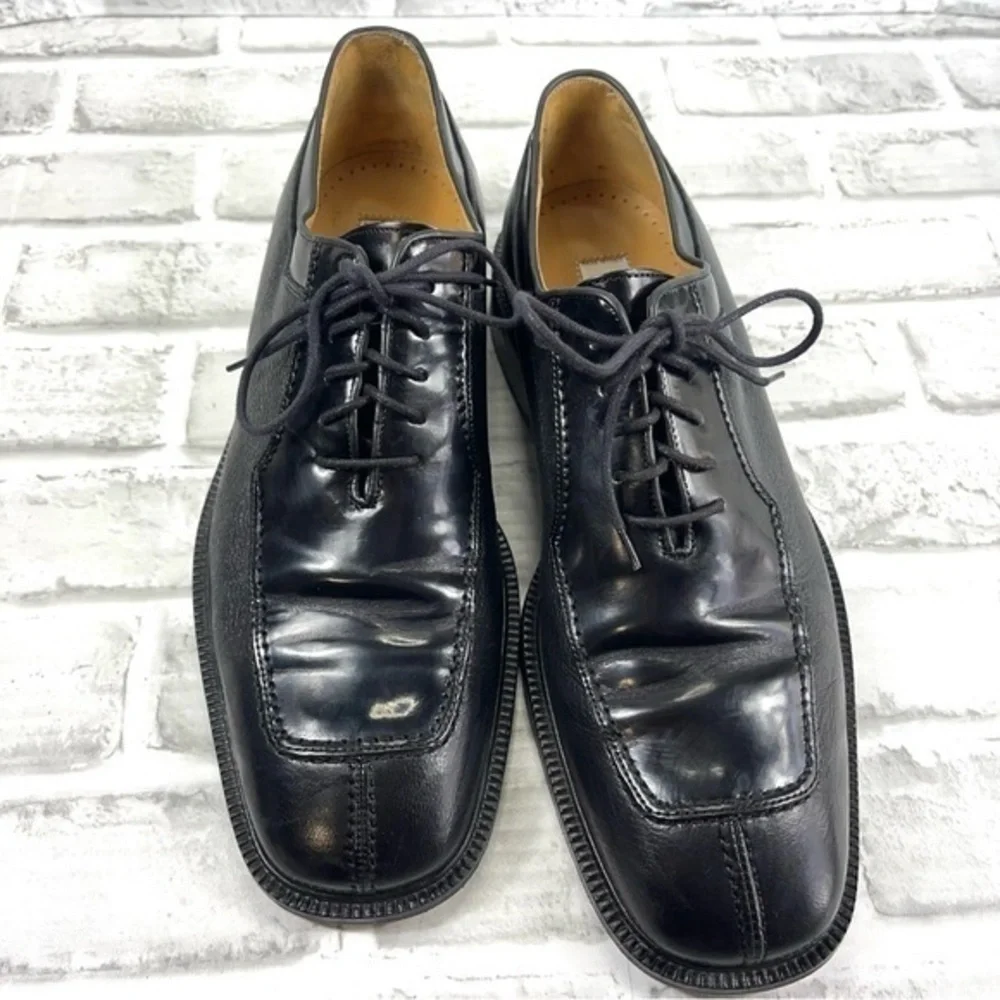 San Remo Made in Italy Black Leather Men's 10.5 Oxford Dress Shoes